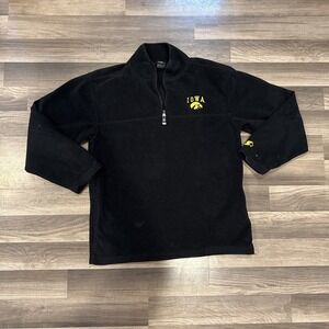 Vintage Starter 1/4 Zip Fleece Pull Over Black Iowa Hawkeyes Mens Sz Large